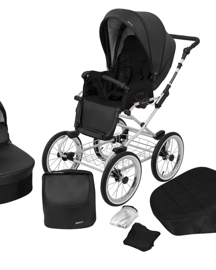 Kunert Romantic Stroller Color: Romantic Black Eco Leather Frame Color: Graphite Frame Combo: 2 IN 1 KIDZNBABY