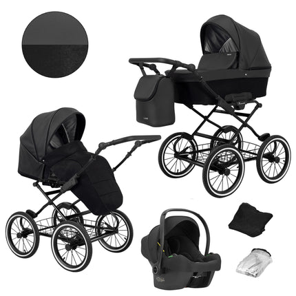 Kunert Romantic Stroller Color: Romantic Black Eco Leather Frame Color: Black Frame Combo: 3 IN 1 (Includes Car Seat) KIDZNBABY
