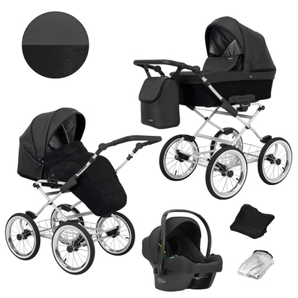 Kunert Romantic Stroller Color: Romantic Black Eco Leather Frame Color: Graphite Frame Combo: 3 IN 1 (Includes Car Seat) KIDZNBABY