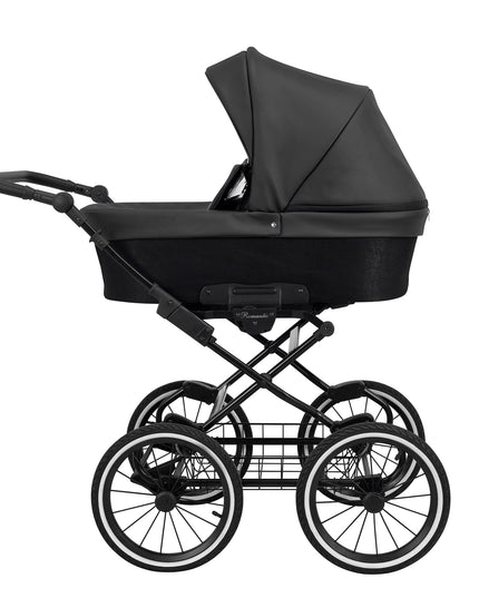 Kunert Stroller Romantic in Black Eco Leather with Black Frame by KIDZNBABY