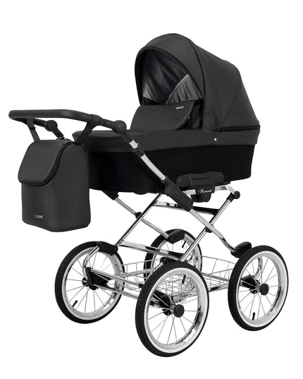 Kunert Romantic Stroller Color: Romantic Black Eco Leather Frame Color: Chrome Frame Combo: 2 IN 1 KIDZNBABY