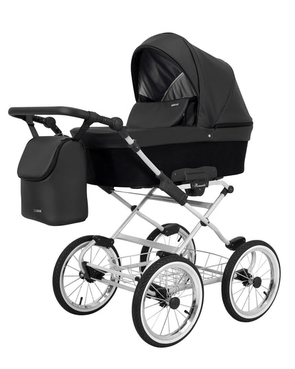 Kunert Romantic Stroller Color: Romantic Black Eco Leather Frame Color: Graphite Frame Combo: 2 IN 1 KIDZNBABY