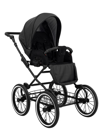 Kunert Stroller Romantic in Black Eco Leather with Black Frame by KIDZNBABY