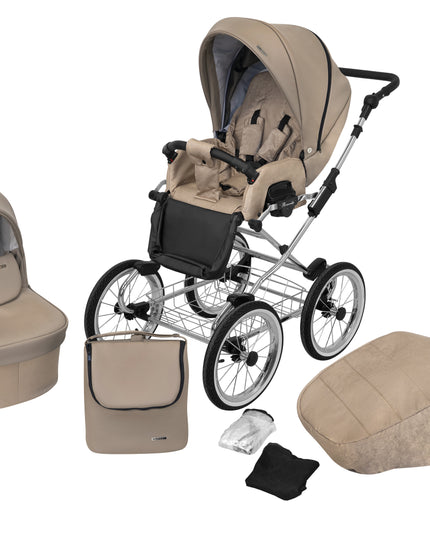 Kunert Romantic Stroller Color: Romantic Cappuciono Eco Leather Frame Color: Chrome Frame Combo: 2 IN 1 KIDZNBABY