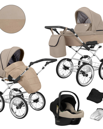 Kunert Romantic Stroller Color: Romantic Cappuciono Eco Leather Frame Color: Graphite Frame Combo: 3 IN 1 (Includes Car Seat) KIDZNBABY