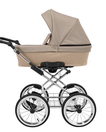 Kunert Romantic Stroller Color: Romantic Cappuciono Eco Leather Frame Color: Chrome Frame Combo: 2 IN 1 KIDZNBABY