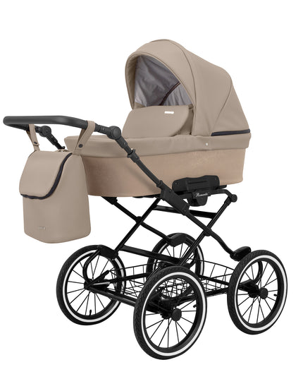 Kunert Stroller Romantic in Cappucino Eco Leather with Black Frame by KIDZNBABY