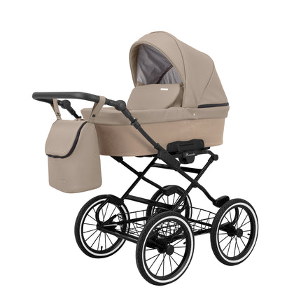 Kunert Stroller Romantic in Cappucino Eco Leather with Black Frame by KIDZNBABY