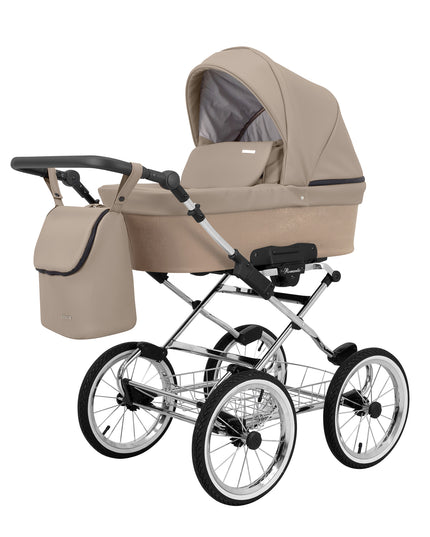 Kunert Romantic Stroller Color: Romantic Cappuciono Eco Leather Frame Color: Chrome Frame Combo: 2 IN 1 KIDZNBABY