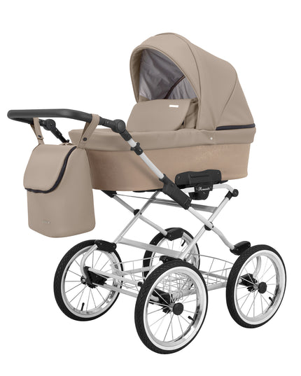 Kunert Romantic Stroller Color: Romantic Cappuciono Eco Leather Frame Color: White Frame Combo: 2 IN 1 KIDZNBABY