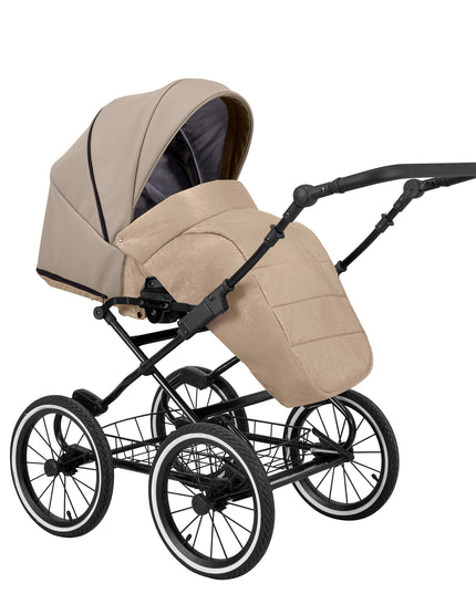 Kunert Stroller Romantic in Cappucino Eco Leather with Black Frame by KIDZNBABY