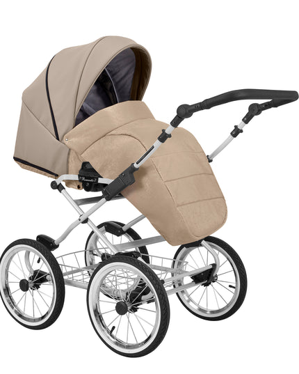 Kunert Romantic Stroller Color: Romantic Cappuciono Eco Leather Frame Color: White Frame Combo: 2 IN 1 KIDZNBABY