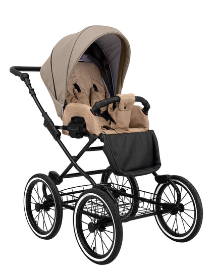 Kunert Stroller Romantic in Cappucino Eco Leather with Black Frame by KIDZNBABY