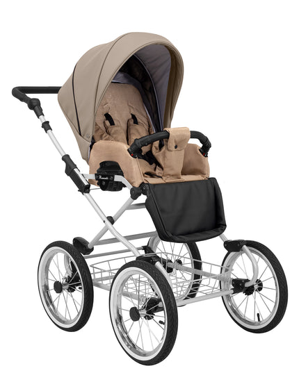 Kunert Romantic Stroller Color: Romantic Cappuciono Eco Leather Frame Color: White Frame Combo: 2 IN 1 KIDZNBABY