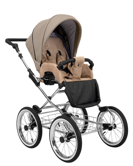 Kunert Romantic Stroller Color: Romantic Cappuciono Eco Leather Frame Color: Chrome Frame Combo: 2 IN 1 KIDZNBABY