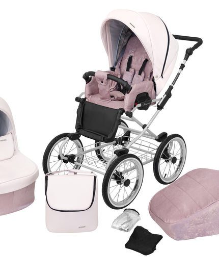 Kunert Romantic Stroller Color: Romantic Pink Eco Leather Frame Color: Graphite Frame Combo: 2 IN 1 KIDZNBABY