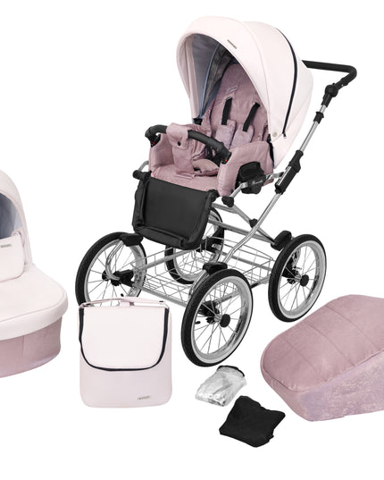 Kunert Romantic Stroller Color: Romantic Pink Eco Leather Frame Color: Chrome Frame Combo: 2 IN 1 KIDZNBABY