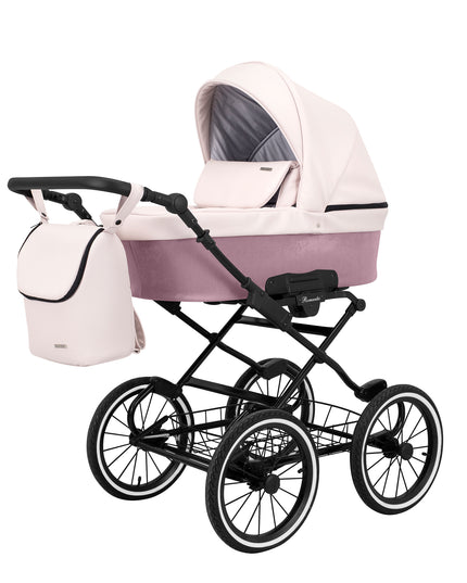 Kunert Stroller Romantic in Pink Eco Leather with Black Frame by KIDZNBABY