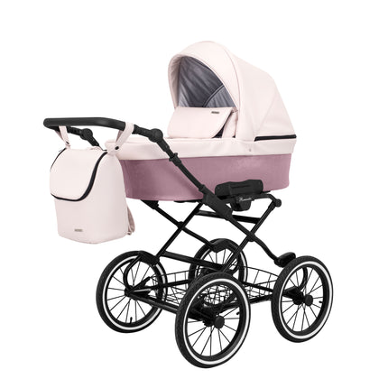 Kunert Stroller Romantic in Pink Eco Leather with Black Frame by KIDZNBABY