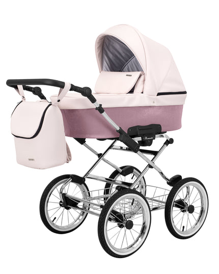 Kunert Romantic Stroller Color: Romantic Pink Eco Leather Frame Color: Chrome Frame Combo: 2 IN 1 KIDZNBABY