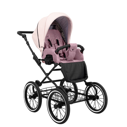 Kunert Stroller Romantic in Pink Eco Leather with Black Frame by KIDZNBABY
