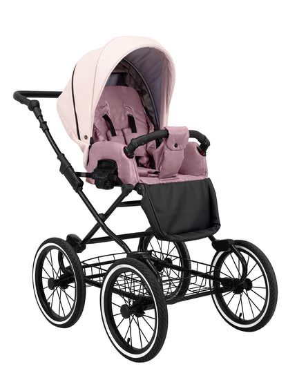 Kunert Stroller Romantic in Pink Eco Leather with Black Frame by KIDZNBABY