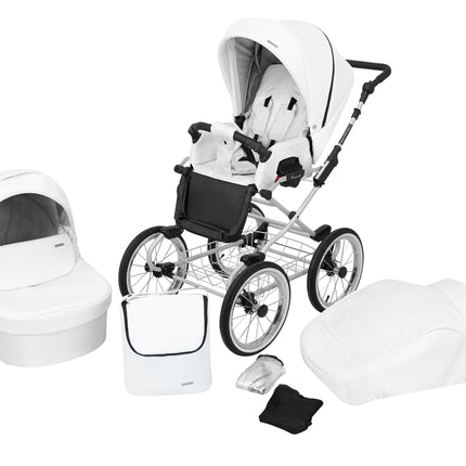 Kunert Romantic Stroller Color: Romantic White Eco Leather Frame Color: Graphite Frame Combo: 2 IN 1 KIDZNBABY