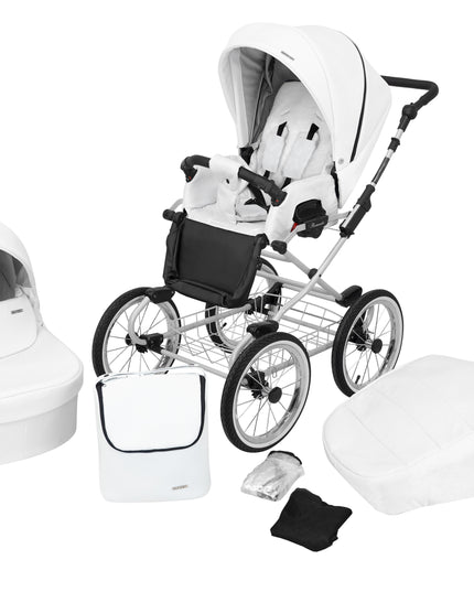 Kunert Romantic Stroller Color: Romantic White Eco Leather Frame Color: Graphite Frame Combo: 2 IN 1 KIDZNBABY