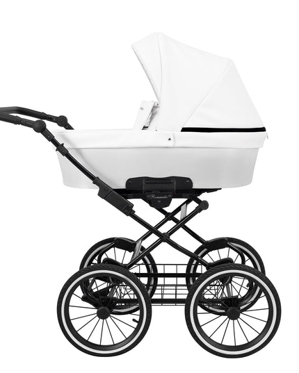 Kunert Stroller Romantic in White Eco Leather with Black Frame by KIDZNBABY