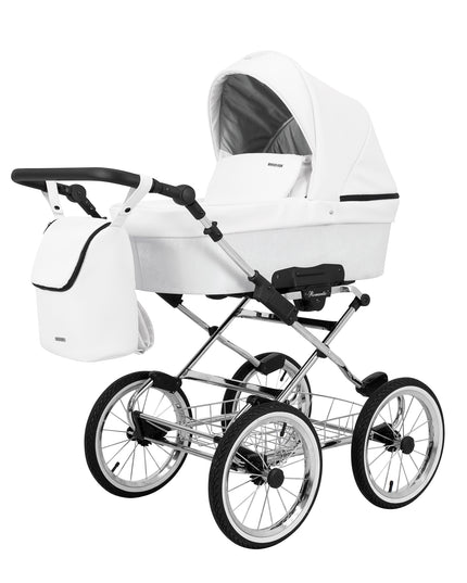 Kunert Romantic Stroller Color: Romantic White Eco Leather Frame Color: Chrome Frame Combo: 2 IN 1 KIDZNBABY