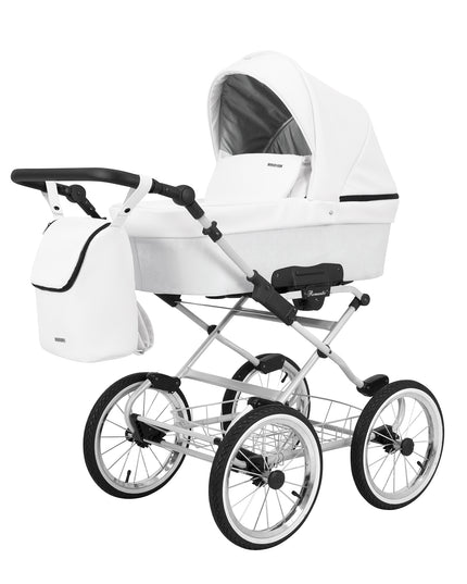 Kunert Romantic Stroller Color: Romantic White Eco Leather Frame Color: Graphite Frame Combo: 2 IN 1 KIDZNBABY