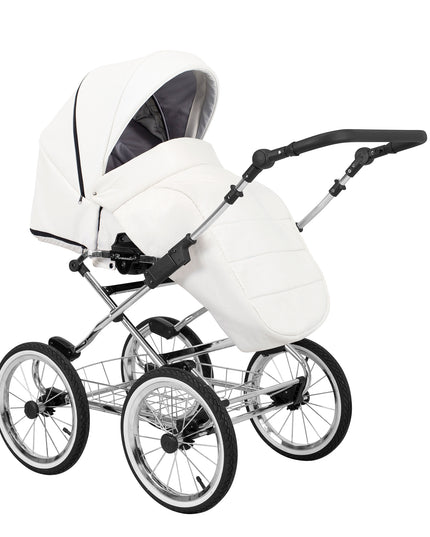 Kunert Romantic Stroller Color: Romantic White Eco Leather Frame Color: Chrome Frame Combo: 2 IN 1 KIDZNBABY