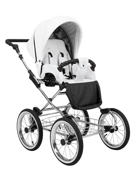 Kunert Romantic Stroller Color: Romantic White Eco Leather Frame Color: Chrome Frame Combo: 2 IN 1 KIDZNBABY