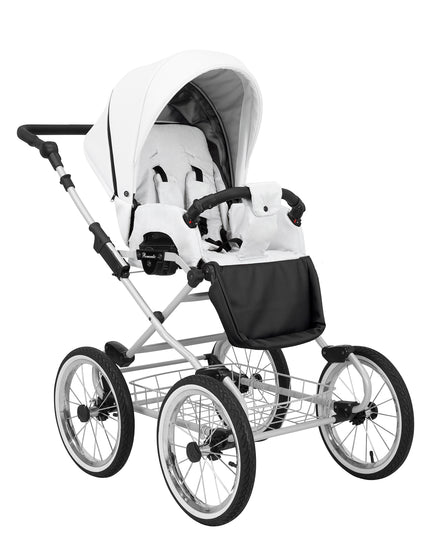 Kunert Romantic Stroller Color: Romantic White Eco Leather Frame Color: Graphite Frame Combo: 2 IN 1 KIDZNBABY