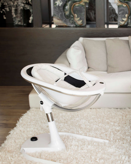 Close-up of Mima Moon High Chair in an elegant living room