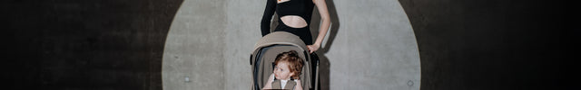 Espiro Miloo Way - Mother and child in a stroller on a red carpet, new collection 2024.