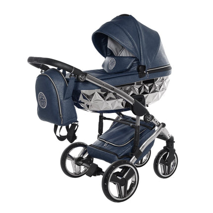 Junama Diamond Hand Craft FERO Stroller In Silver + Blue