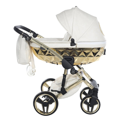 Junama Diamond Hand Craft FERO Stroller In White + Gold