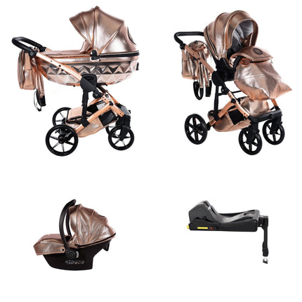 Junama Diamond Hand Craft GLOSSY Stroller Copper with Car Seat and ISOFIX Base