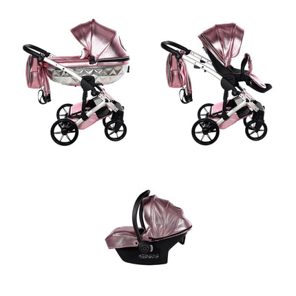 Junama Diamond Hand Craft GLOSSY Stroller Pink with Car Seat