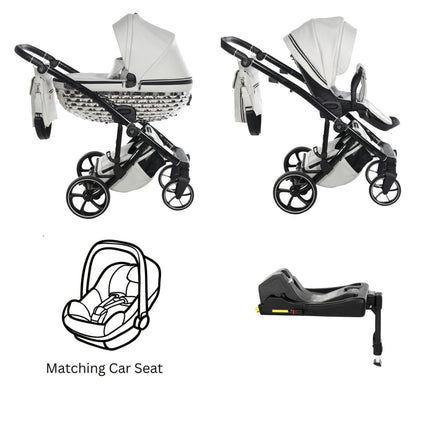 Junama Diamond ZOOMI Stroller in Grey Silver with Car Seat and ISOFIX Base