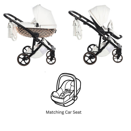 Junama Diamond ZOOMI Stroller in White and Copper with Car Seat