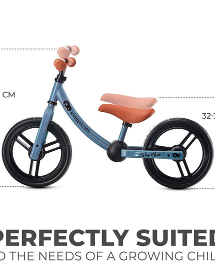 Kinderkraft 2WAY NEXT balance bike, adjustable seat (32-39 cm) and handlebar (53-59 cm) for growing kids.