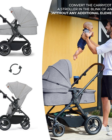 Dad converts Kinderkraft B-TOUR 3 IN 1 carrycot to stroller