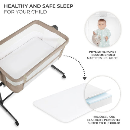 Kinderkraft NESTE UP 2 Baby Cot, includes recommended mattress for safe sleep