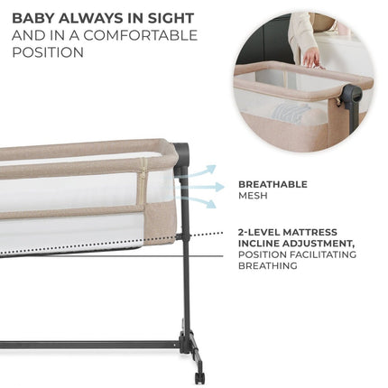 Kinderkraft NESTE UP 2 with breathable mesh and inclined mattress for visibility