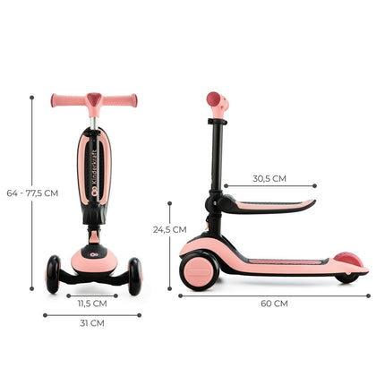 Balance Bike and Three-Wheel Scooter HALLEY Rose Pink