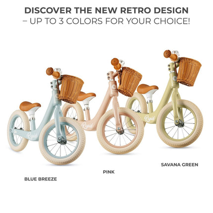 Variety of Kinderkraft Balance Bike RAPID 2 colors: Blue Breeze, Pink, Savana Green
