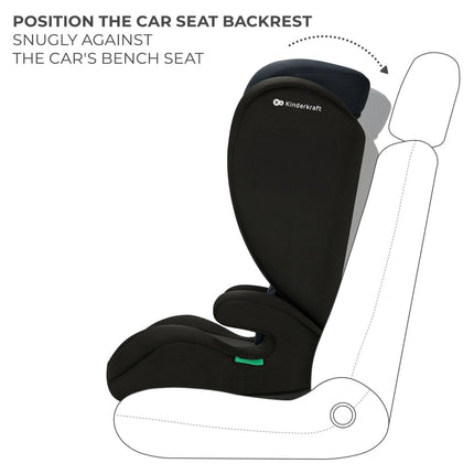 Positioning the Kinderkraft Car Seat I-SPARK against a vehicle's bench seat
