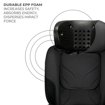 Kinderkraft I-FIX car seat featuring durable EPP foam for increased safety, energy absorption, and impact dispersion.